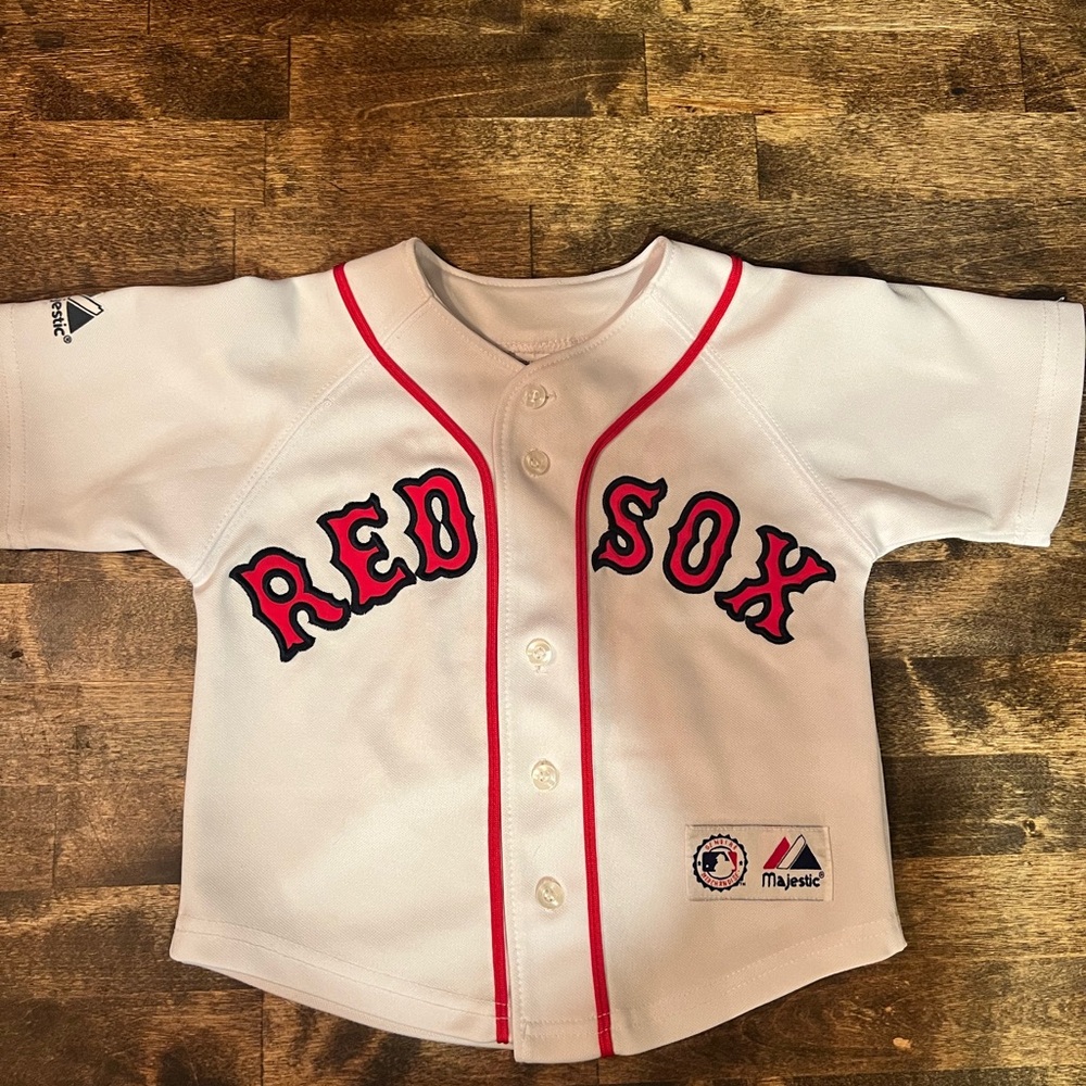 Majestic Red Sox White and Red Jersey Johnny Damon